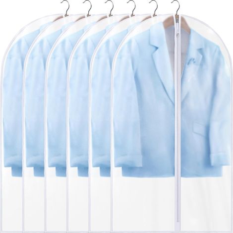 Housses de Vêtements,6 Pcs Transparents Housse Vetements à Suspendre avce Zip, Housse Costume, Protection des Vêtements pour Manteau, Robes, Chemises, 60CM X120CM (1/5)