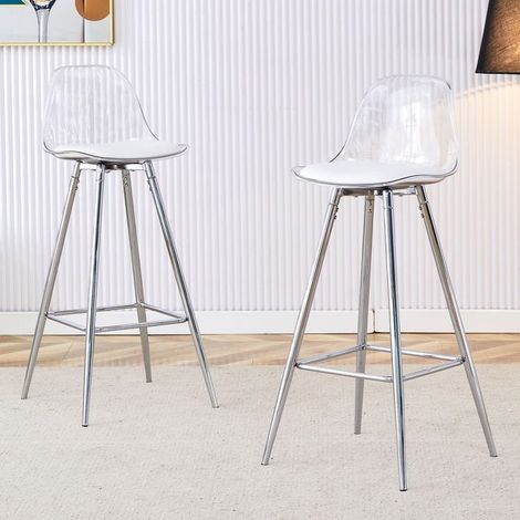 Chaises transparentes dossier translucide cadre métal argenté 2 pièces (1/5)