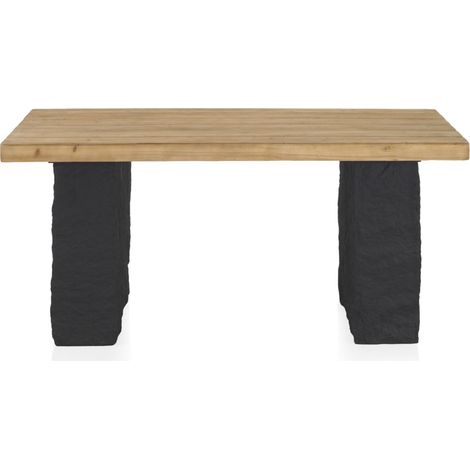 Tischplatte aus Tannenholz und Gestell aus Polyresin (MgO) (1/5)