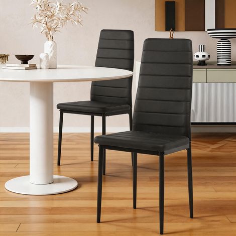 Chaise rembourrée à pieds métalliques, style scandinave pour cuisine, salon et bureau, Noir, lot de 2 pièces