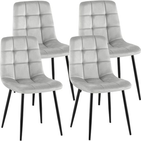 4er Set Esszimmerstühle Antibes Samt grau (1/5)