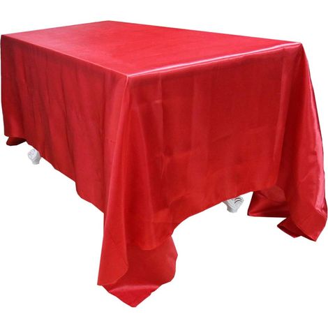 1 Nappe Satin 145x320cm Rectangle Rouge Pour Mariage Fête Événement Décoration Table