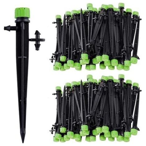 100 pcs Micro Arroseur d'irrigation Goutte à Goutte, 360 degrés 8 Trous Arroseur d'irrigation à Débit d'eau pour Tuyau 4/7, adapté au système d'irrigation Goutte à Goutte de Jardin, Vert (1/4)