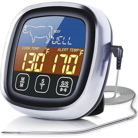 LIFCAUSAL Thermomètre de Cuisson Numérique 2022 avec Écran Tactile LCD Grand Format Sonde Longue (Lecture Instantanée des Températures Alimentaires) (1/5)