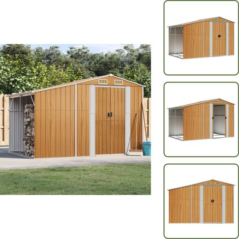 Capanno per legna - vidaXL Capanno Giardino Marrone Chiaro 277x192,5x179cm Acciaio Zincato - Capanno per attrezzature