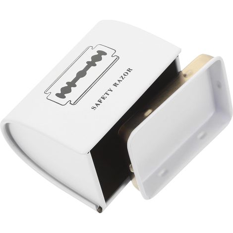 Boîte à Rasoir en Tôle Blanche, Étui de Rangement Portable et Étanche pour Lames de Rasoir, Grosse Capacité Voyage et Usage Quotidien (1/5)