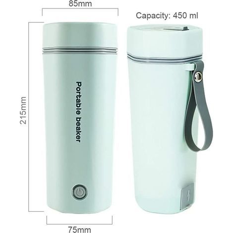 Bouilloire électrique de voyage - 450 ml - Mini théière 3 en 1 - Avec doublure en acier inoxydable 304 - 110 V 300 W - Arrêt automatique - Vert clair (1/5)
