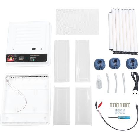 Couveuse automatique pour œufs avec testeur d’œufs et retourneur automatique, pour poules cailles, double alimentation, prise EU 220V, 38 œufs, blanc (1/5)
