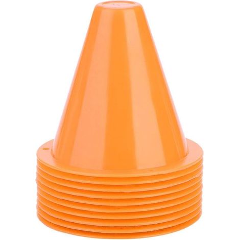 Cônes de trafic d'entraînement Ensemble, 10 pcs Cônes de football Entraînement Cone Marqueurs Barrières de football à usages multiples Plastique Porte-marqueur Accessoire pour enfant adulte (1/5)