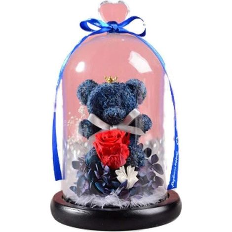 Bouquet - ZGEER - Fleur Éternelle Amour - Rose Bleue - Couvercle en Verre - Décoration Durable (1/4)