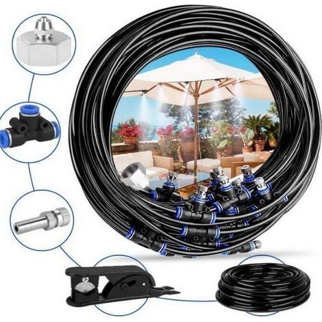 Brumisateur de Terrasse . 15M 15Buse Système de Brumisation Brumisateur Jardin Refroidissement avec Tuyau Durable et Buses Amovibles pour Jardin Terrasse Trampoline Serre (1/4)