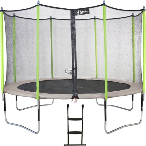 Trampoline KANGUI - JUMPI Ø 426‑430 cm – Enfant XXL – Rebond Dynamique – Échelle – Garantie 5 ans