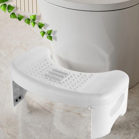 Tabouret de douche pliable antidérapant pour adulte, blanc, avec (1/5)