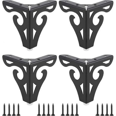 Lot de 4 Pièces Moderne Pied de Table, Pied Meuble Épingle, Pied de Table en Métal, Pieds de Meubles Triangulaires, 10 cm, Avec Vis, pour Table Basse, Table à Manger, Table de Chevet, Armoire et Canap