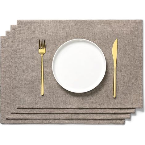 Lot de 4 Sets de Table, Tissu Polyester, 33 x 48 cm, Double Couche, Usage Quotidien (1/5)