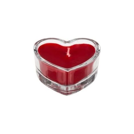Bougie Parfumée - OUT OF THE BLUE - Coeur - 7x7x4 cm - Verre - Cire - Rouge (1/5)