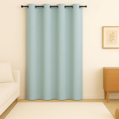 Tenda coprente da interno con occhielli in metallo - Pannello misura 135x280 cm - Tenda elegante per interni - Colore turchese (1/5)