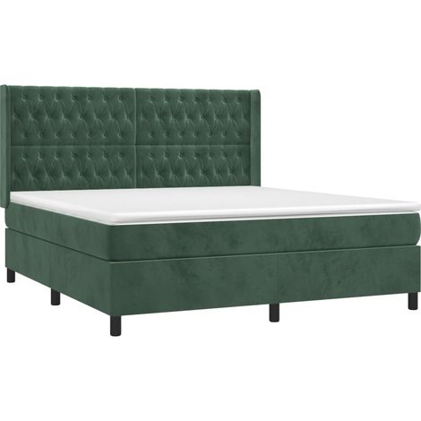 Sommier à lattes de lit et matelas Vert foncé 180x200cm Velours vidaXL (1/5)