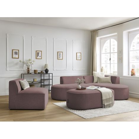 BOBOCHIC - Chauffeuse 1 place pour canapé modulable ROUSSEAU tissu chiné Rose (1/5)