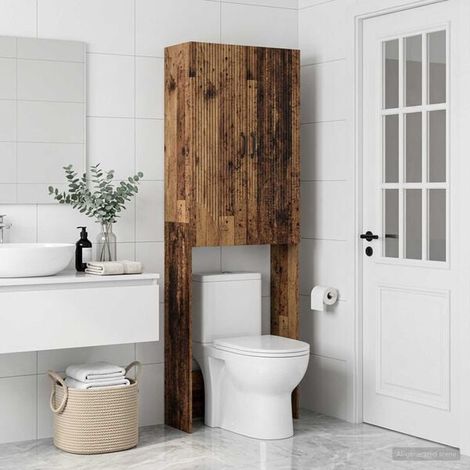 Armoire de Salle de Bain en Bois Style Rétro - Meuble de Rangement Vertical 66 x 25,5 x 190 cm (1/5)