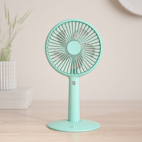Ventilateur portable silencieux sur pile USB, petit ventilateur de bureau et domestique, pratique et léger pour usage quotidien – couleur verte (1/2)
