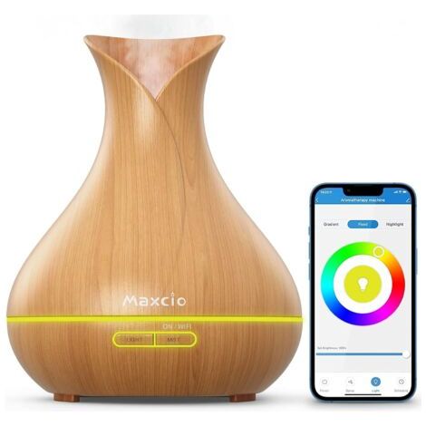 Diffuseur d'Huiles Essentielles WiFi, Humidificateur d'air Ultrasonique WiFi Compatible avec Alexa et Google Home, Diffuseur de Parfum avec 7 LEDs, Contrôle à Distance par l'APP, Minuterie (1/5)