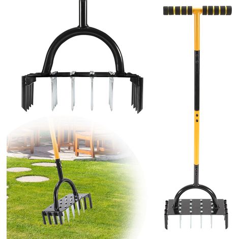Scarificateur de gazon Scarificateur Griffe de sol manuelle, Griffe de jardin 2 en 1, manche en T (1/5)