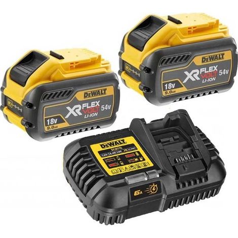 2 x Dewalt DCB547 18v / 54v XR Flexvolt 9.0ah Battery + DCB116 Fast Charger