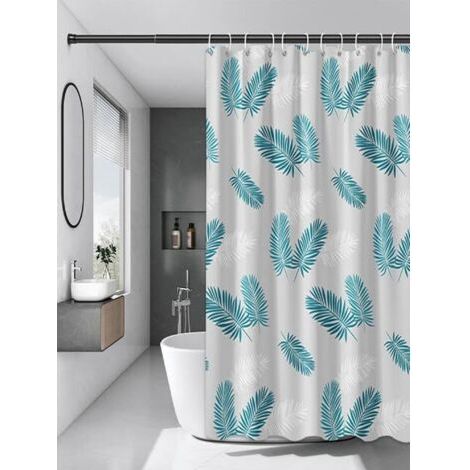 150 x 180 cm wasserdichter Duschvorhang für Badezimmer, PEVA-Duschvorhang mit Federmotiv, transluzente moderne Dekoration für Zuhause (1/4)