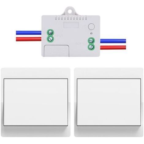 EU interrupteur sans fil sans piles Lot de 2 kit interrupteur sans fil autoalimente va et vient sans fil sans pile radio interrupteur a distance eclairage domestique (EU 1Gang 2V1 A) (1/4)