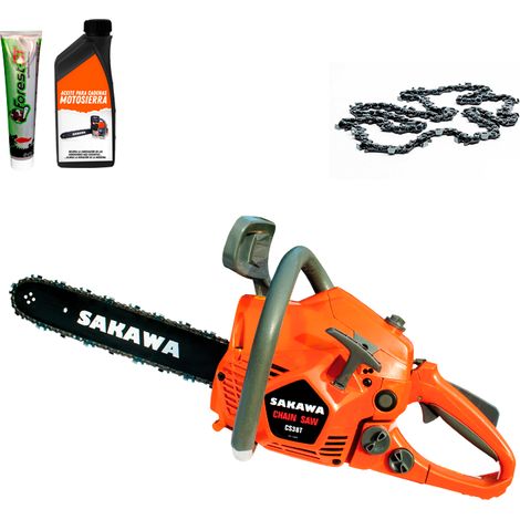 Tronçonneuse à essence 38cc 16" + Kit huile de lubrification de chaîne + Chaînes