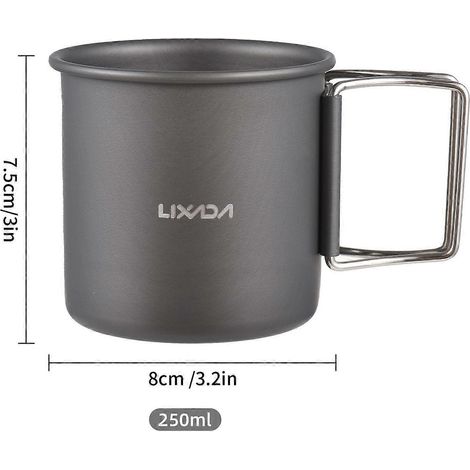 Reisebecher mit Henkel, 250 ml, Aluminium, leicht und kompakt für Outdoor-Aktivitäten, erhältlich in Standard-Sauerstoff.