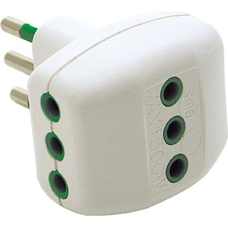 Adaptador eléctrico fme 3 tomas blanco norma CEI 10A