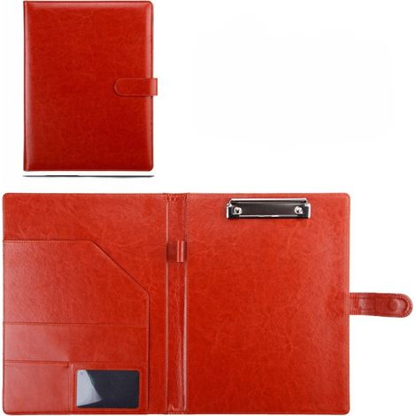 1 Porte-bloc professionnel avec presse-papiers, classeur en similicuir, porte-bloc-notes A4/Lettre, CV, bloc-notes, organisateur idéal pour les réunions professionnelles, marron (1/5)