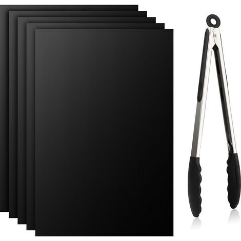 5 Pieces Non-Stick Baking Mat 40 x 30 cm, High Temperature Resistant Barbecue Mat, Teflon Mats are Reusable with Clip, for Gas Ovens and Charcoal Ovens (1/5)