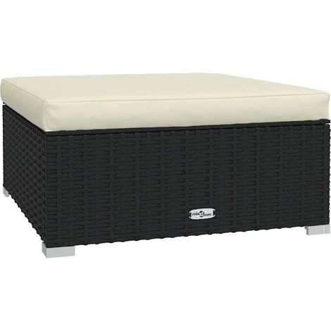 Maison Exclusive - Garten-Fußhocker mit Kissen Schwarz 70x70x30 c (1/5)