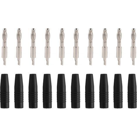 10 Pièces Connecteurs Banane 4mm Mâle pour Câbles de Test Multimètre, Enceintes et DIY - Noir (1/5)