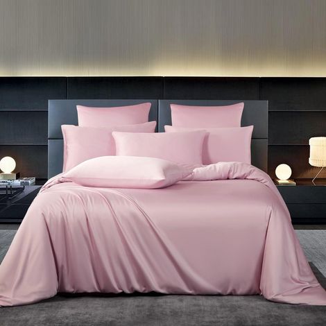 Bettwäsche 135x200 cm Rosa, 50% Bambus Lyocell, kühlend, atmungsaktiv, 2-teilig