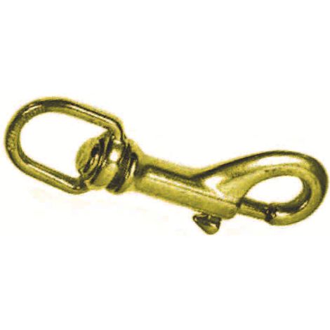 Moschettoni redine lungo con girello in ottone lucido - mm.68 con asola da mm.12