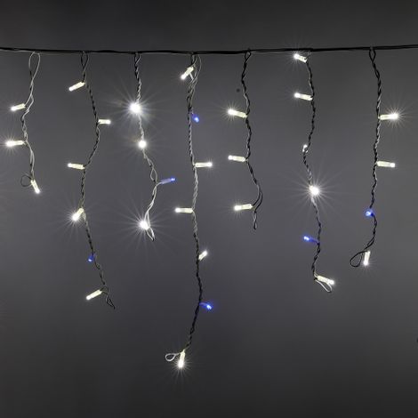 Auvent de pluie Koem stalactites 4x0,70 mt avec 200 lumie'res de Noel avec Maxi Ice White Led avec flash bleu IP65 professionnel pour exte'rieur et inte'rieur Bianco Ghiaccio 4x0,70 metri - 200 Maxile