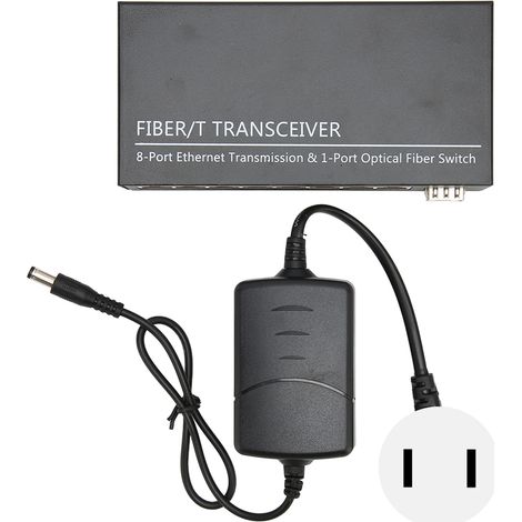 Convertisseur de média fibre Ethernet 1 port optique 8 ports RJ45 10/100M commutateur SFP fibre optique 100-240V prise américaine (1/5)