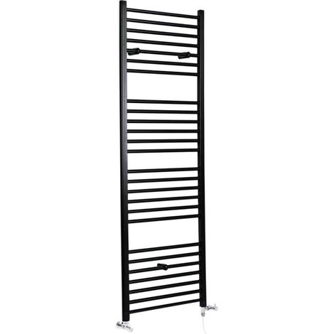 Hudson Reed – Sèche-serviettes mixte plat noir 180 x 40 cm – Acier 800W – Design moderne – Garantie 10 ans – Conforme EN 442