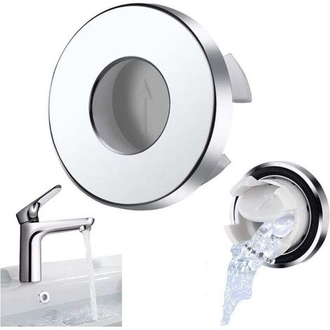 Set mit 2 Spülbeckenüberlaufabdeckungen, Beckenrandabdeckung, Überlaufabdeckung, Messingeinsatz für das Loch, runde Chromstopfen für Bad, Küche, Spüle