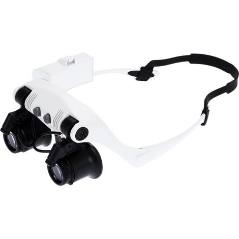 Loupe frontale avec éclairage LED, lunettes loupe à fixer sur la tête pour travaux de précision, 8 lentilles grossissantes transparentes (1/5)