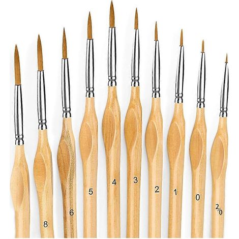 Ensemble de 10 pinceaux fins pour acrylique et aquarelle (1/5)