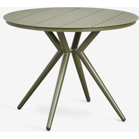 SKLUM Runder Gartentisch aus Aluminium Valerie Tiefes Grün Olive Ø100 cm