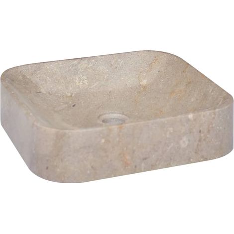Lavabo à poser Vasque de luxe Gris 40x40x10 cm Marbre (1/5)