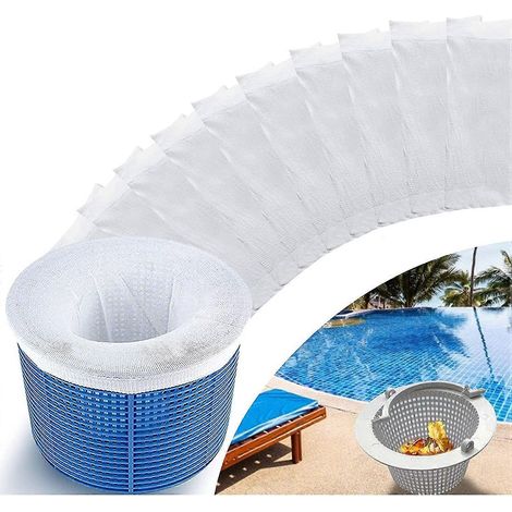 Lot de 10 sacs filtrants pour skimmer de piscine, sacs filtrants, sacs/filets/couvertures de protection parfaits pour protéger vos piscines hors sol ou enterrées (1/5)