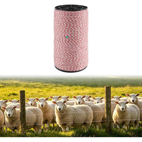 1000 M Fil de Clôture Électrique, 6 Brins Corde de Clôture Électrique, Corde Conductrice en Acier Inoxydable, pour Clôture du Bétail, Résistant à Rouille, pour Chevaux, Vaches, Moutons Et Chiens (1/5)