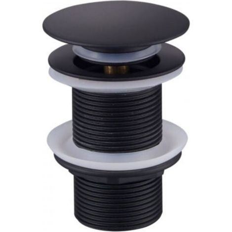 – Bonde de lavabo noire sans trop-plein – Laiton de haute qualité – Mécanisme clic-clac – Connexion standard G1¼ – Installation facile (1/5)